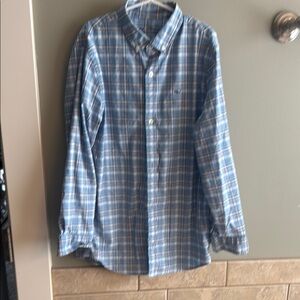 Vineyard Vines On the Go Performance Blue and White Casual Button Down Shirt